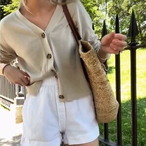 24/7 Split-Hem Linen-Blend Oversized Cardigan